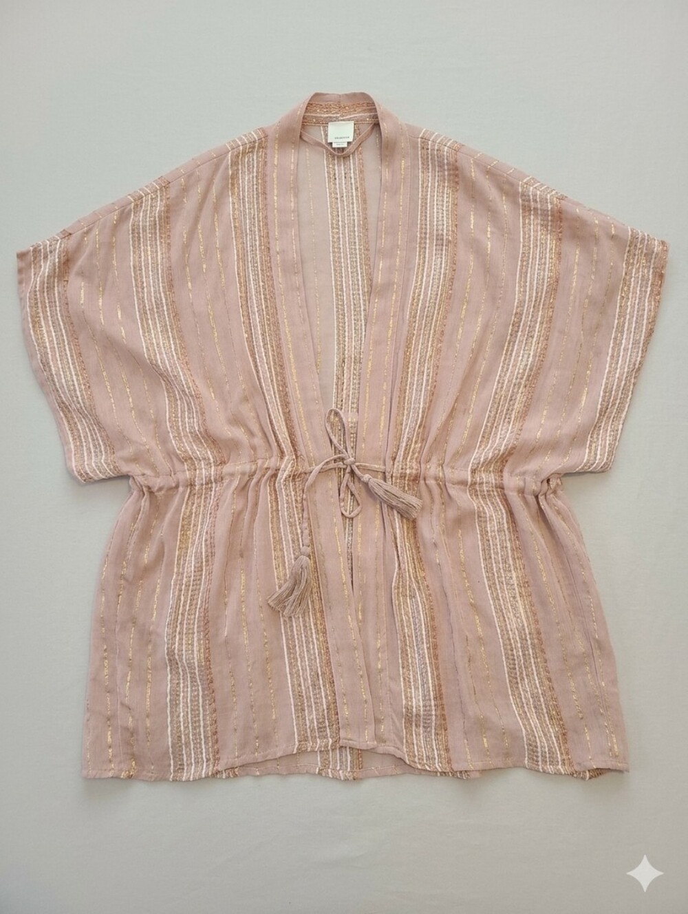 Sonoma Rose Pink Metallic Woven Kimono Cover-Up, OS, NWOT